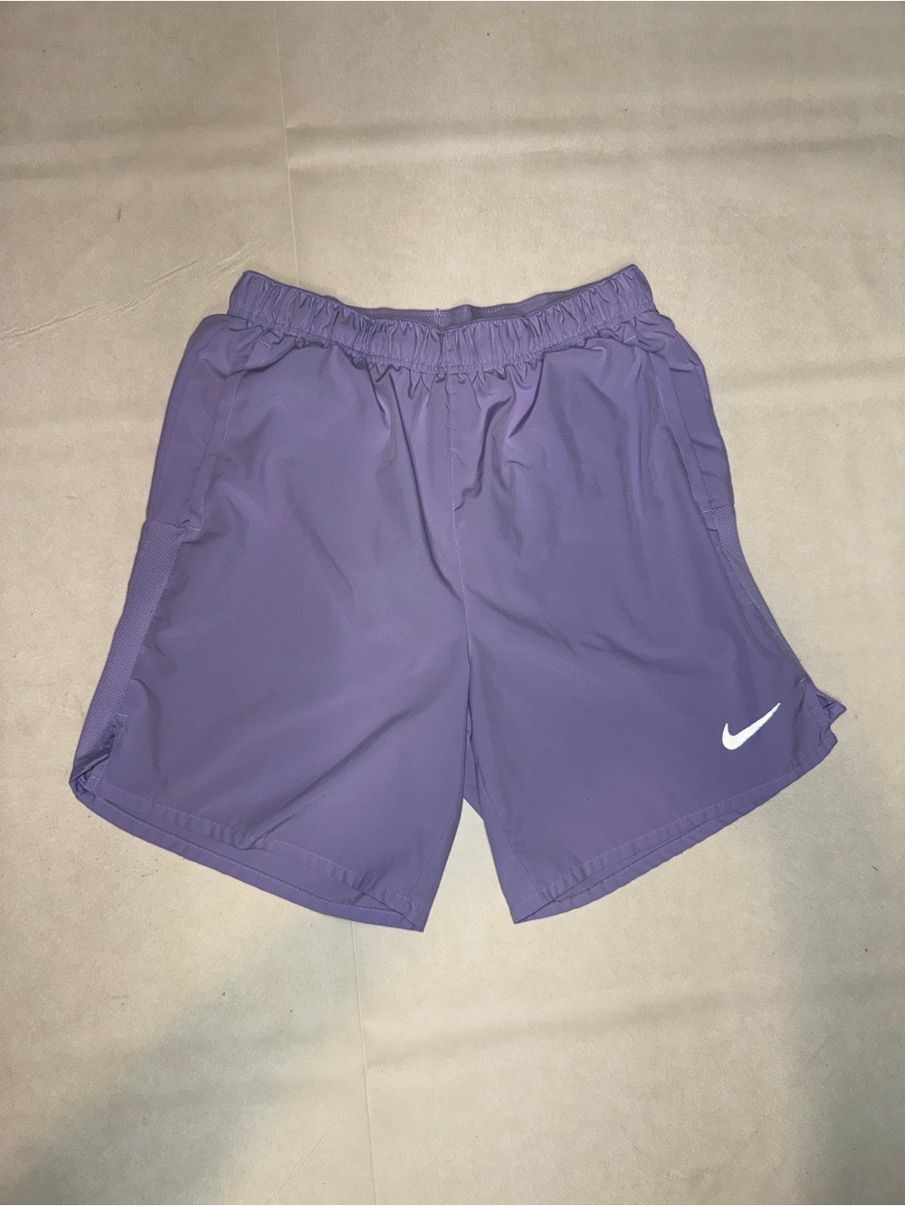 Nike Men’s Purple Athletic Training Shorts with White Swoosh